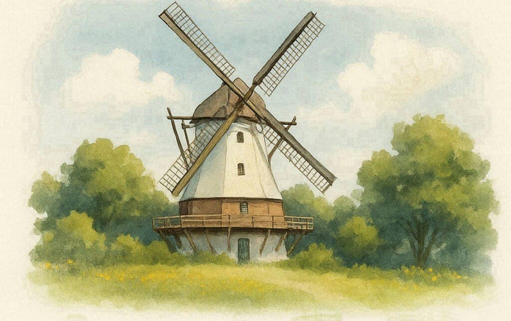 Aquarell der Bergmühle in Flensburg